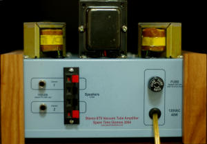 A photo of the rear panel of the Stereo 6T9